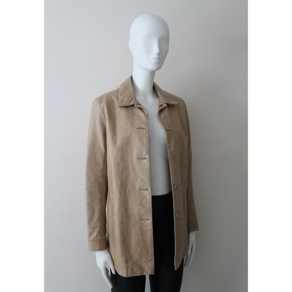m0851 Button Up Leather Jacket Cream Size XXS